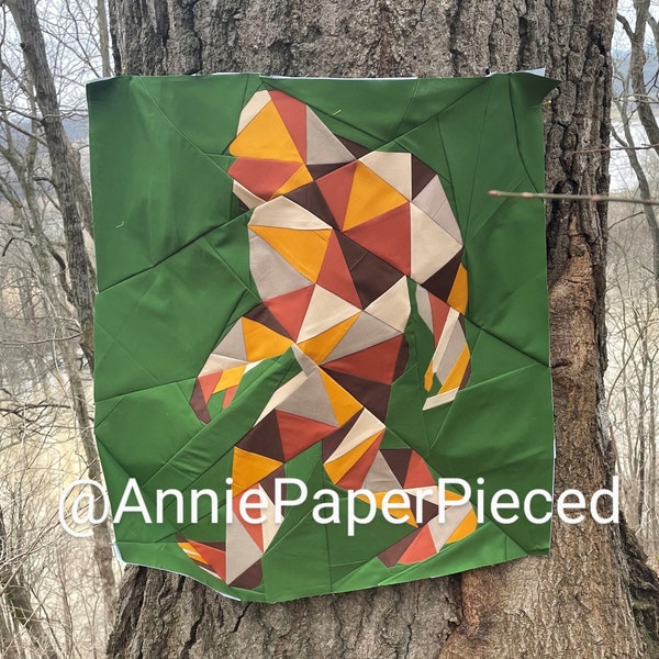 Geometric Sasquatch Foundation Paper Pieced Quilt Pattern Block From The Geometric Creatures Series