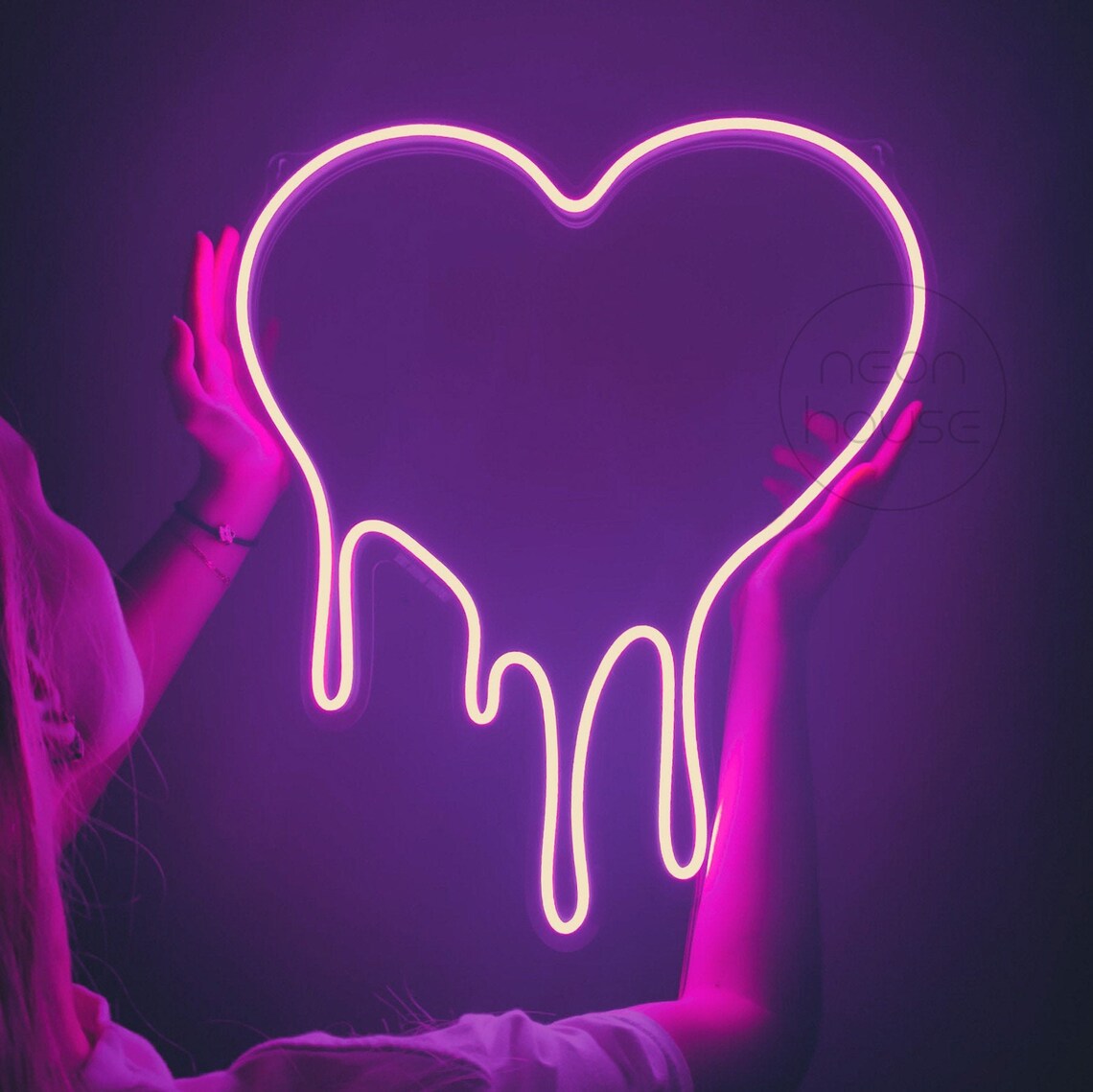 Dripping Heart Neon Sign Custom neon sign Melting heart LED Etsy