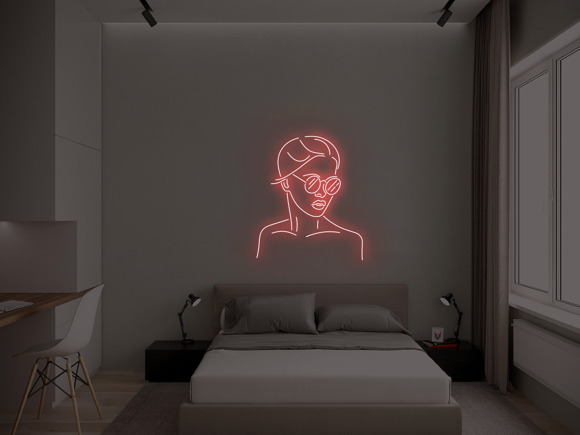 Frauen Gesicht Neon Schild Frau in Brillen LED Schild | Etsy