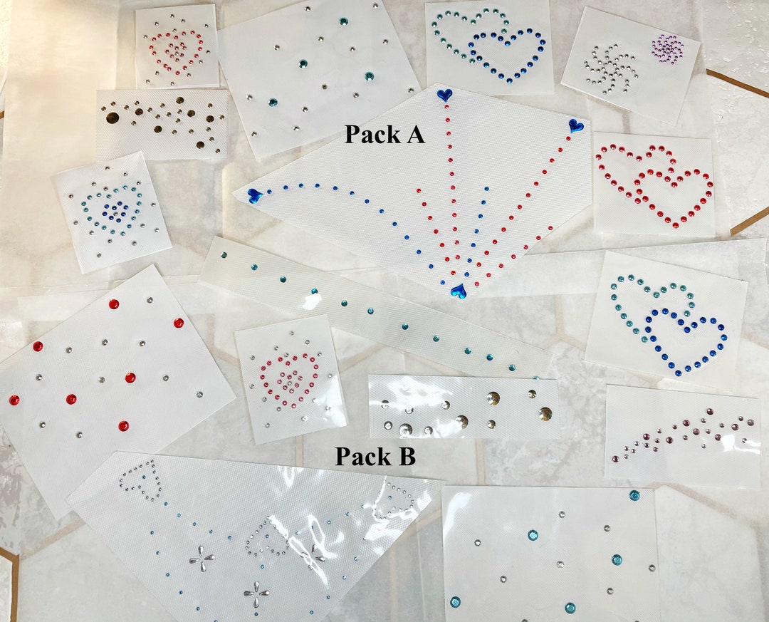 8 Hot Fix Iron on Transfer Designs Pattern Crystal Gems Stones ...