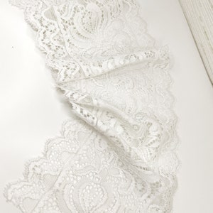Wunderschöne Seide Weiß Floral Breite BrautSpitze randiert Borte Doppel Jakobsmuschel Borte Hochzeit Schreibwaren Handwerk Textur Vintage Scrapbook Craft