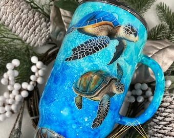 Watercolor Sea Turtle Tumbler