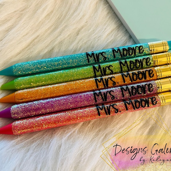 Custom Glitter Mechanical Pencil Set | Teacher Gift