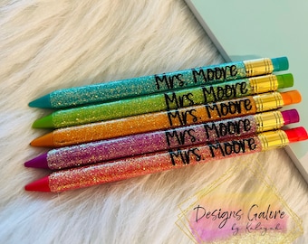 Custom Glitter Mechanical Pencil Set | Teacher Gift
