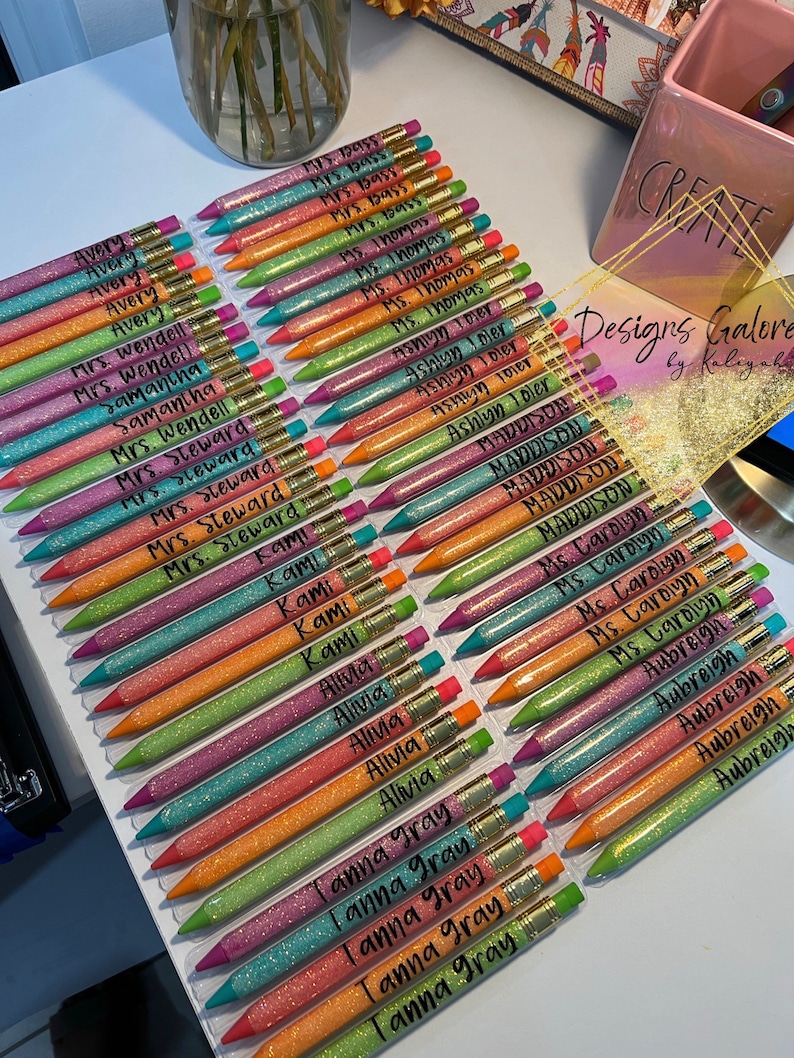 Custom Glitter Mechanical Pencil Set | Teacher Gift image 3