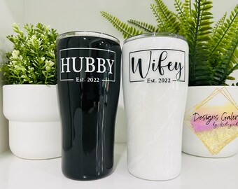 Hubby and Wifey Tumbler Set | Stainless Steel Wedding Gift