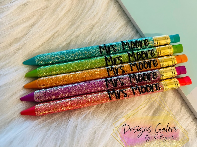 Custom Glitter Mechanical Pencil Set | Teacher Gift image 1