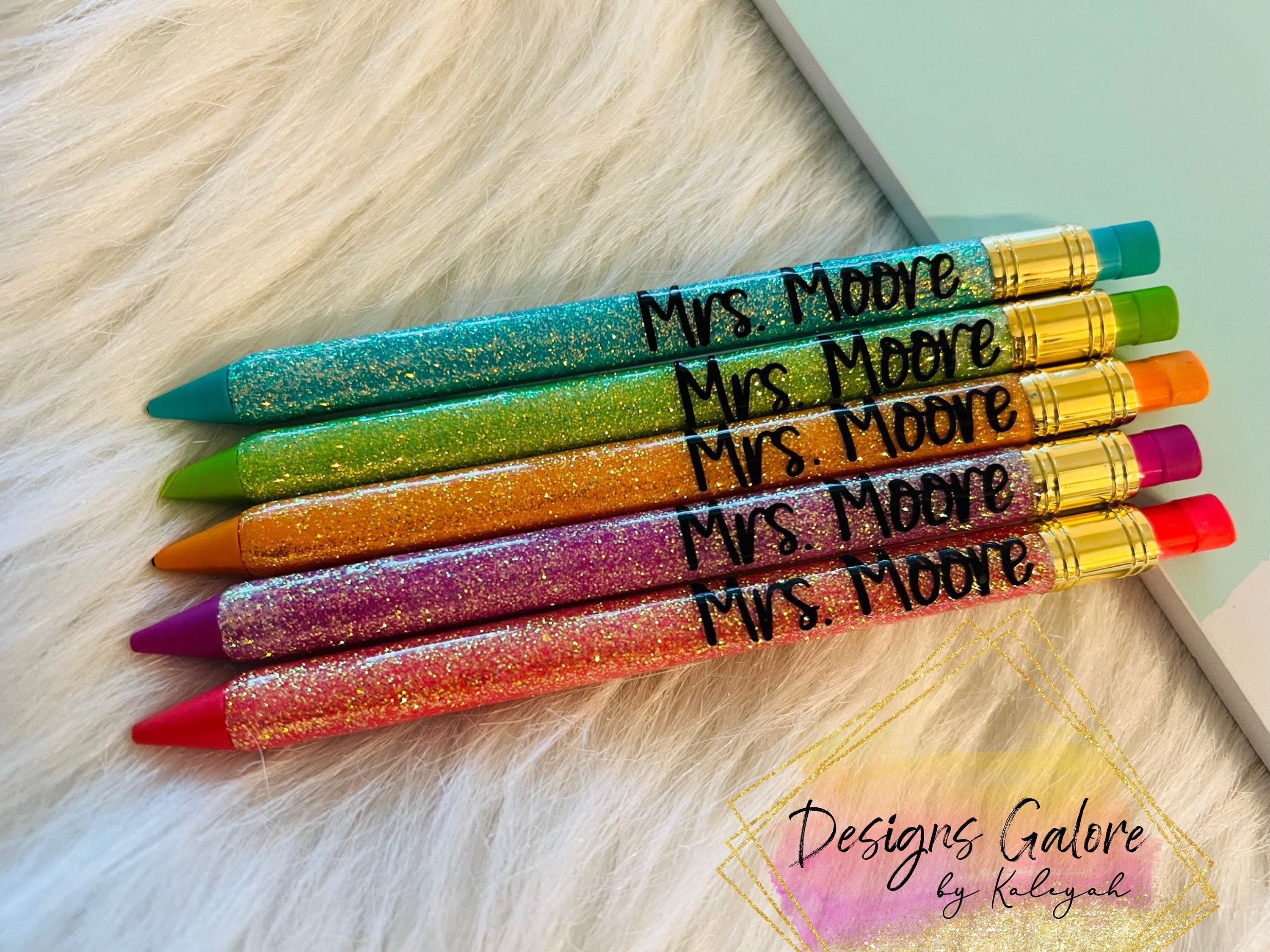 Teachers gifts personalized Epoxy Refillable pencil pens kids school  supplies !!