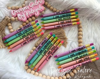 Personalized Positive Affirmation Glitter Mechanical Pencils