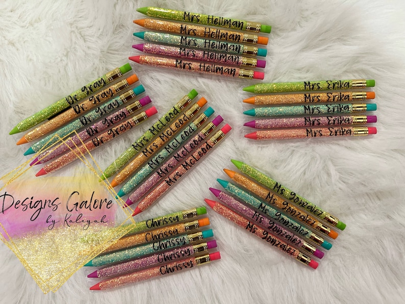 Custom Glitter Mechanical Pencil Set | Teacher Gift image 2