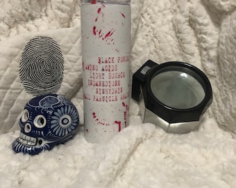 Latent Examiner Crime Scene Blood Spatter Tumbler with reusable straw, Forensic, Crime Scene Tape, Evidence, Fingerprint