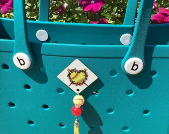 Softball Bogg Bag Charm