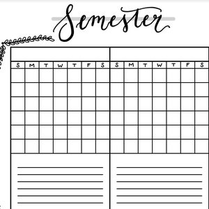 Printable Semester Overview Bullet Journal Page