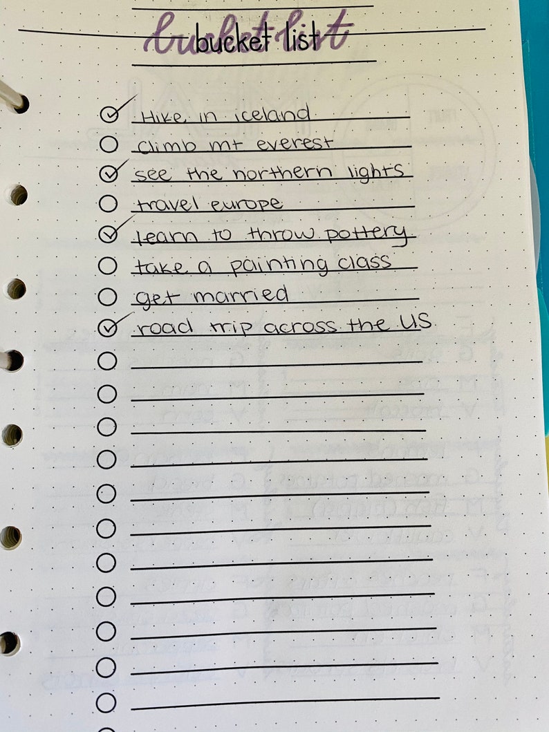 Printable Bucket List for Bullet Journal - Etsy