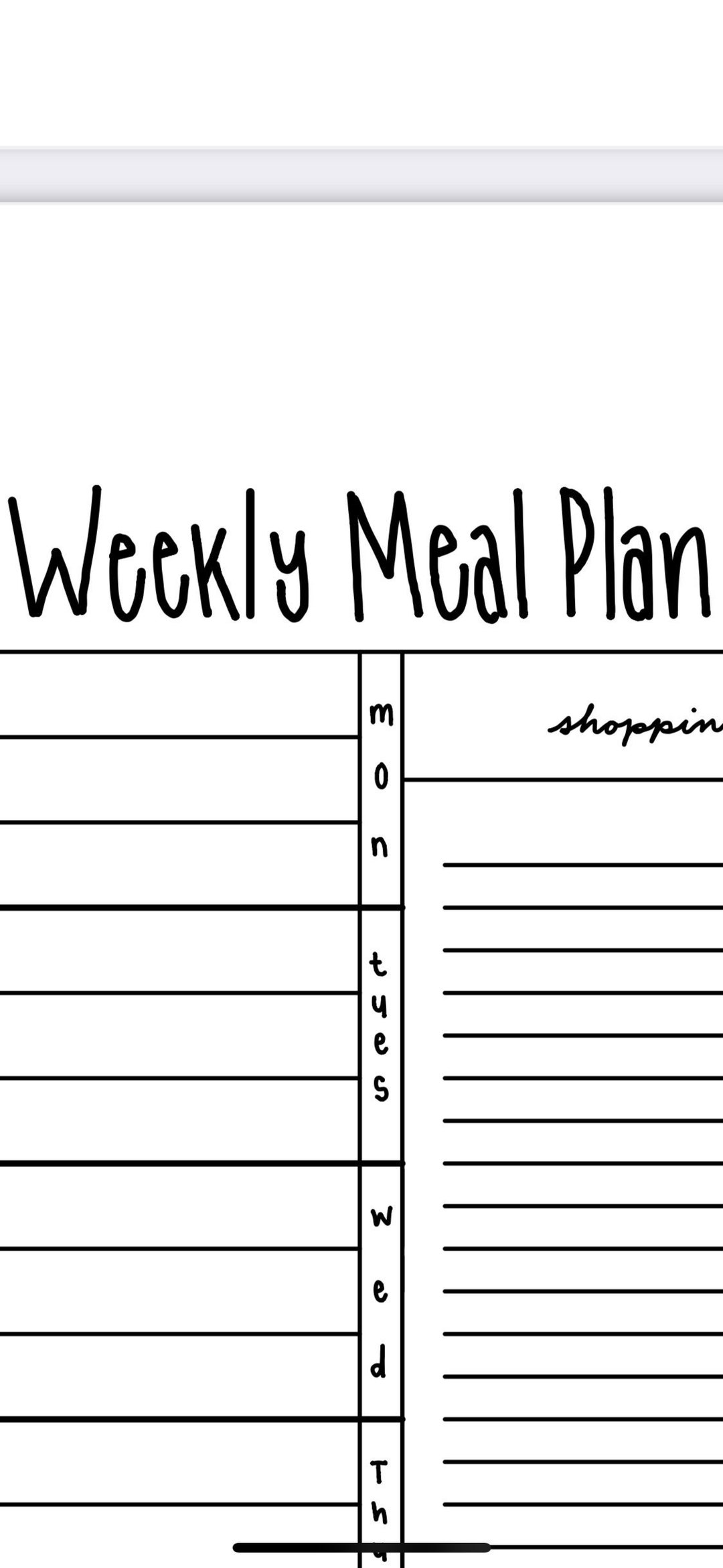 Meal Planner Printable Bullet Journal Page - Etsy