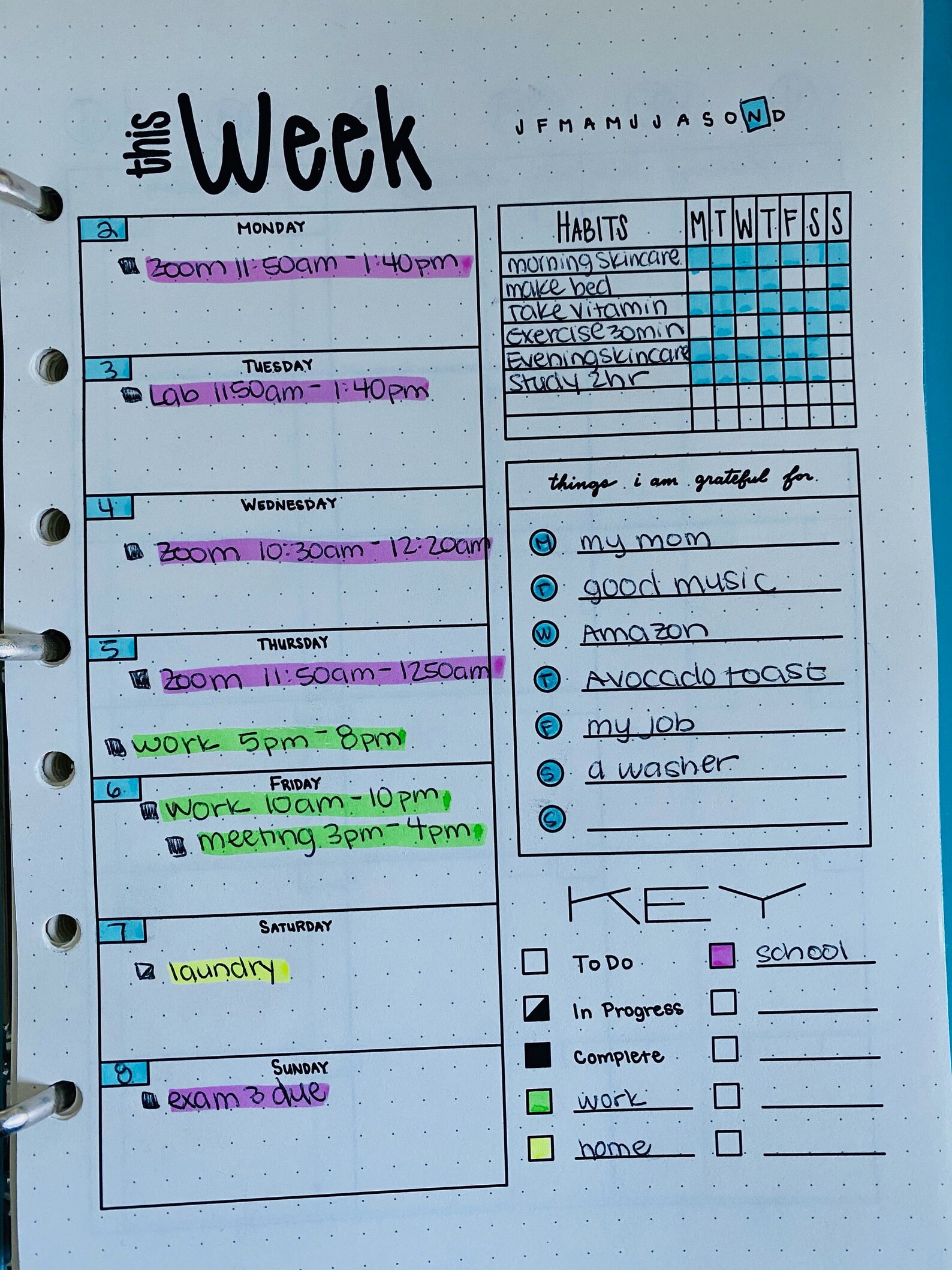 Weekly Schedule Printable Bullet Journal Page - Etsy