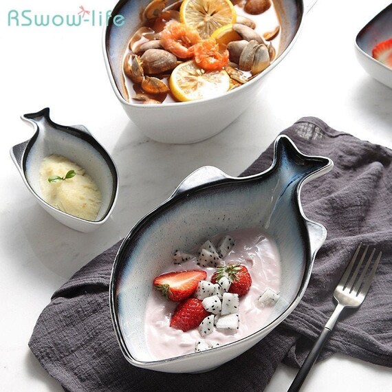 Ceramic FishShaped Bowl Set Western Fruit Salad Ceramic Etsy