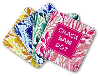 Mahjong Coasters, Set of 4. Colorful Mahjongg gift or prize for a Mah-Jongg Table, Game, Party, Tournament or fun with friends!