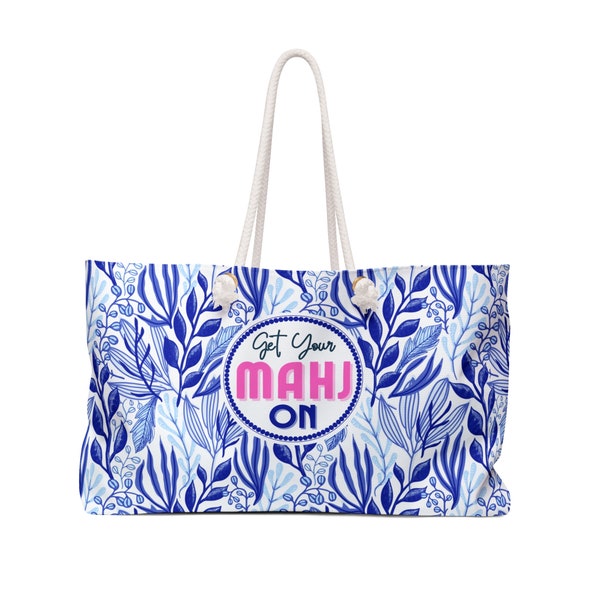 Mahjong Tote Bag. Oversize Mahjongg Carrying Bag Will Hold All Your Mah Jongg Tiles, Accessories and More! Great Gift Idea!! Blue Nature.