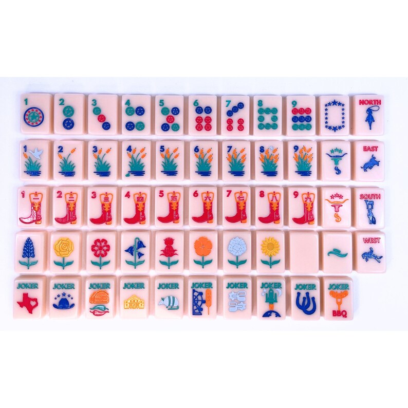 Texas Mahjong American Mah Jongg TX Mahj Tile Set Modern Colorful Creative Crack Bam Dot!