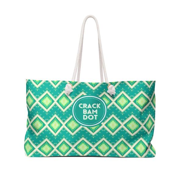 Mahjong Tote Bag. Oversize Mahjongg Carrying Bag Will Hold All Your Mah Jongg Tiles, Accessories and More! Great Gift Idea!! Green Tribal.