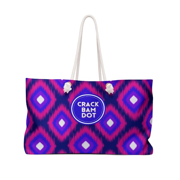 Mahjong Tote Bag. Oversize Mahjongg Carrying Bag Will Hold All Your Mah Jongg Tiles, Accessories and More! Great Gift Idea!! Purple IKAT.