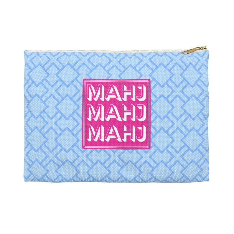 Small Mahjong Accessory Bag large enough to hold the Oversized League Cards & Other Mahjongg Accessories. Great Mah Jongg Gift. Pink. image 1