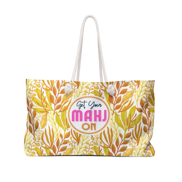 Mahjong Tote Bag. Oversize Mahjongg Carrying Bag Will Hold All Your Mah Jongg Tiles, Accessories and More! Great Gift Idea!! Yellow Nature.