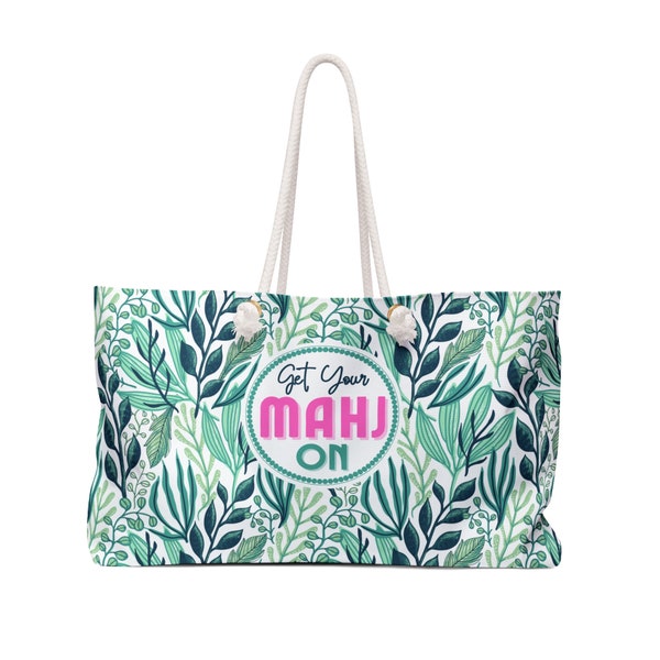 Mahjong Tote Bag. Oversize Mahjongg Carrying Bag Will Hold All Your Mah Jongg Tiles, Accessories and More! Great Gift Idea!! Green Nature.