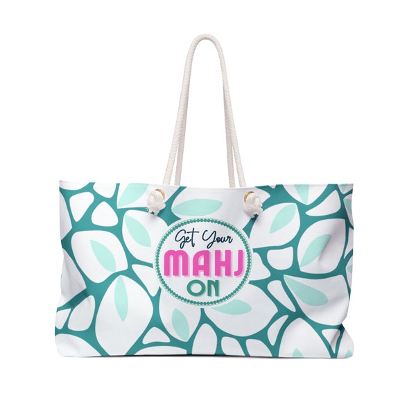 Mahjong Tote Bag in Green. Oversize Carrying Bag to Hold Mahjongg Tiles, Racks, Pushers, Mats, Accessories and More. Great Mah Jongg Gift!