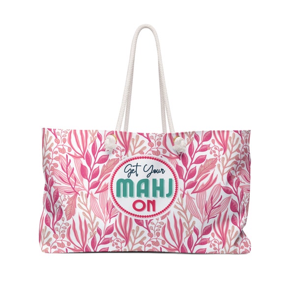 Mahjong Tote Bag. Oversize Mahjongg Carrying Bag Will Hold All Your Mah Jongg Tiles, Accessories and More! Great Gift Idea!! Pink Nature.