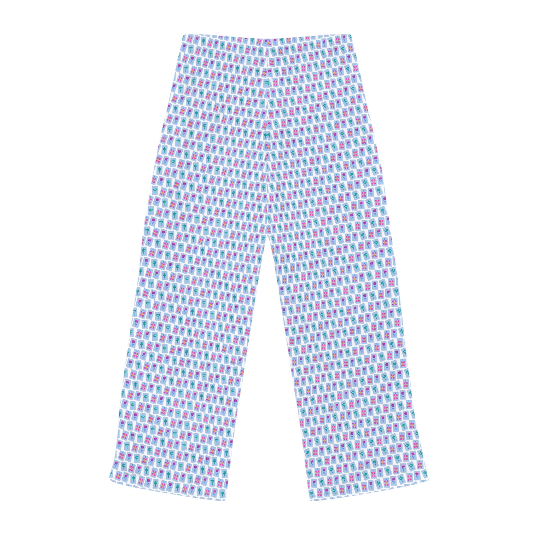 Mahjong Pattern Pajama Pants Colorful Tiles on Relaxed Fit Sleepwear ...