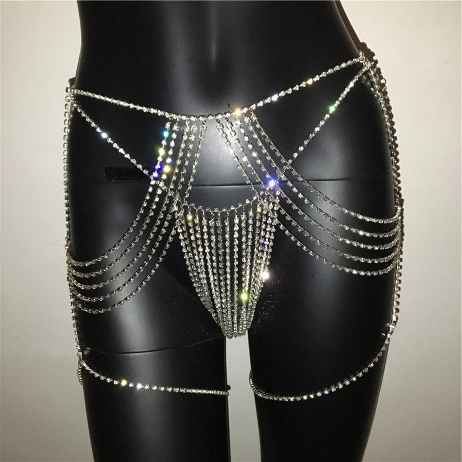 Luxury Crystal Harness Body Chain Two Piece Set Rhinestone Etsy