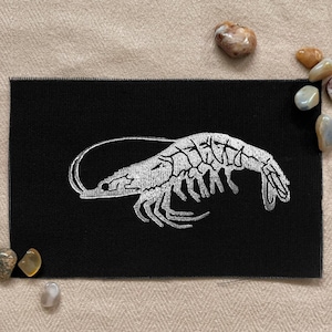 Block-Print Shrimp Patch: Cotton Canvas, Sew-On