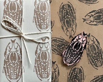 Goliath Beetle Stamp / Hand-Carved / Rubber Stamp / Bug / Insect / Beetle