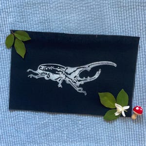 Block-Print Hercules Beetle Patch: Cotton Canvas, Sew-On
