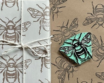 Honey Bee Stamp / Hand-Carved / Rubber Stamp / Bug / Insect