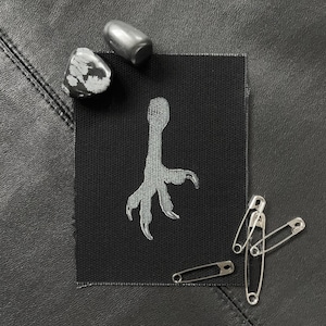 Crows Foot Patch, Punk Patch, Hand-Printed, Sew-on Patch, Black and White Patch