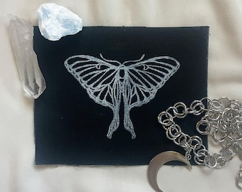 Block-Print Luna Moth Patch: Cotton Canvas, Sew-On