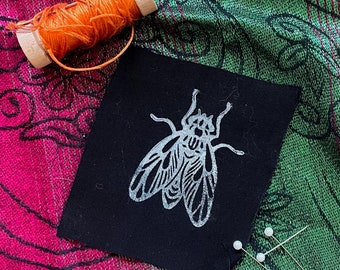 Block-Print Fly Patch: Cotton Canvas, Sew-On
