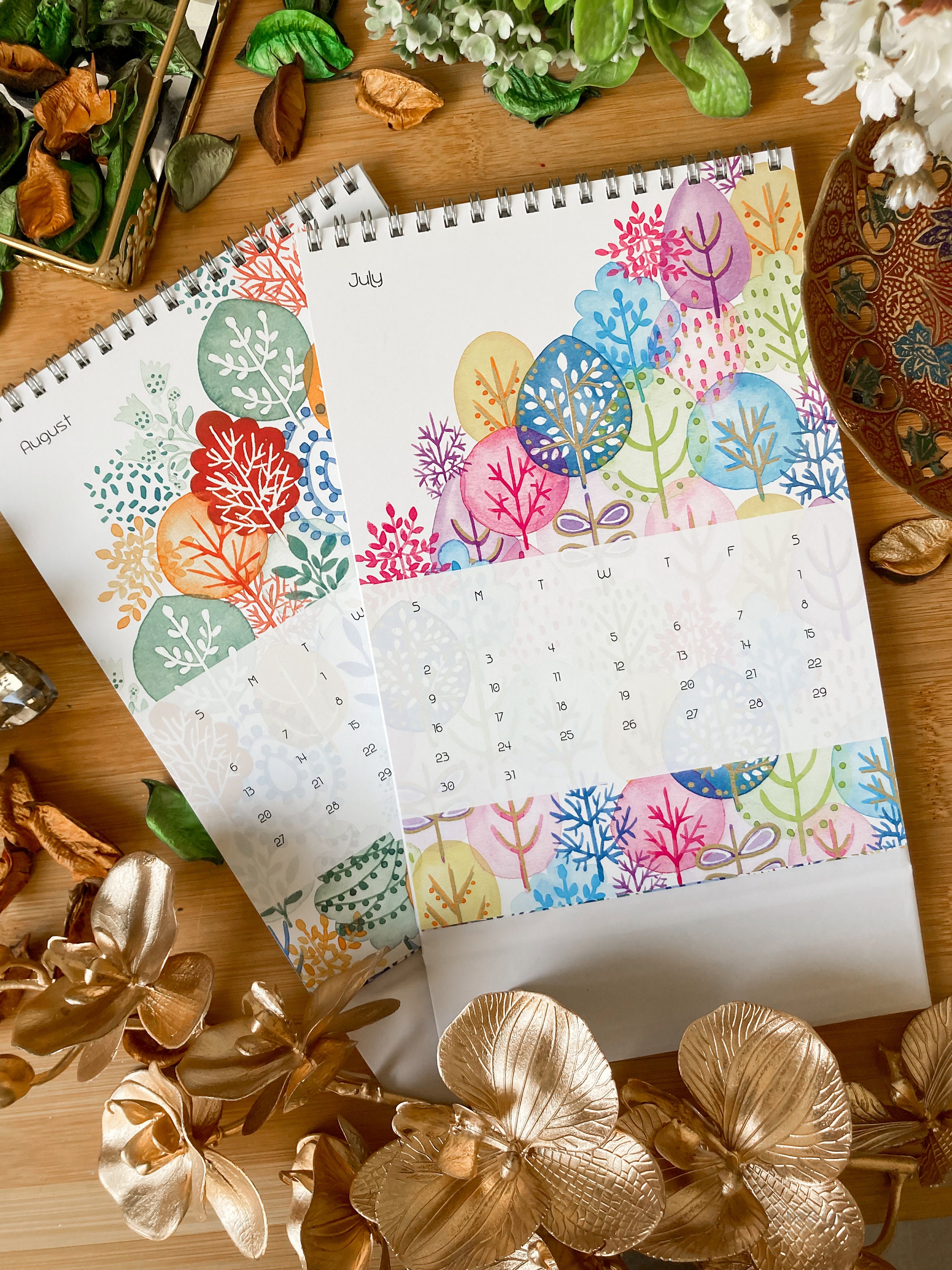 2023 Desk Calendarfree Standing Calendar Botanical Desk Etsy