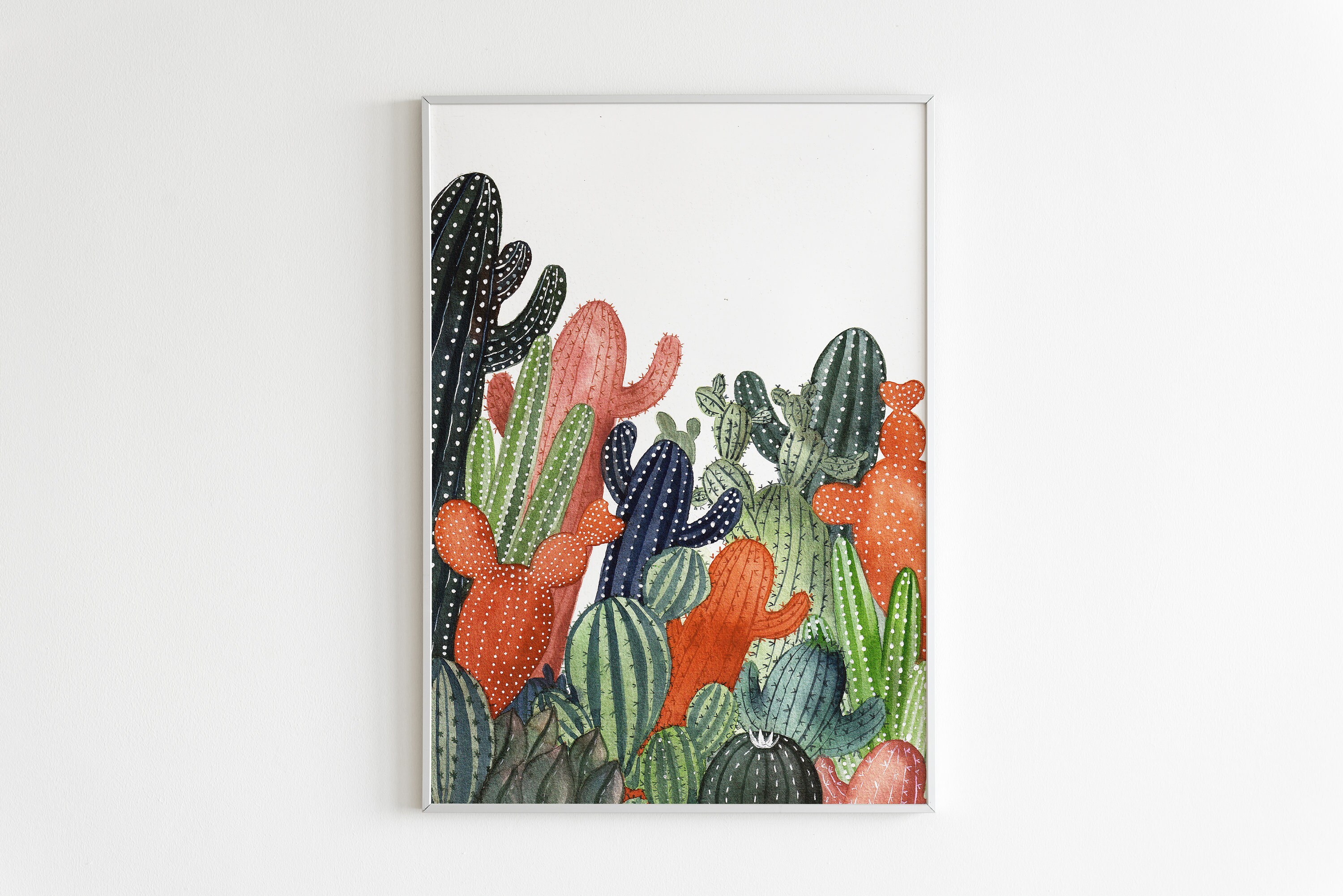 Cactus Garden/Cactus Art/Cactus wall art/Botanical Wall Decor Etsy