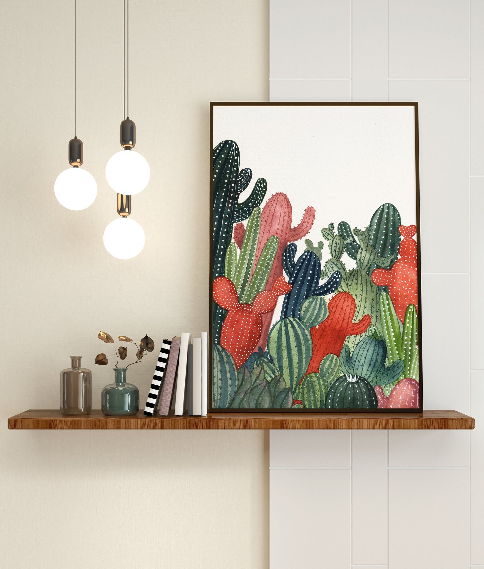 Cactus Garden/Cactus Art/Cactus wall art/Botanical Wall Decor Etsy