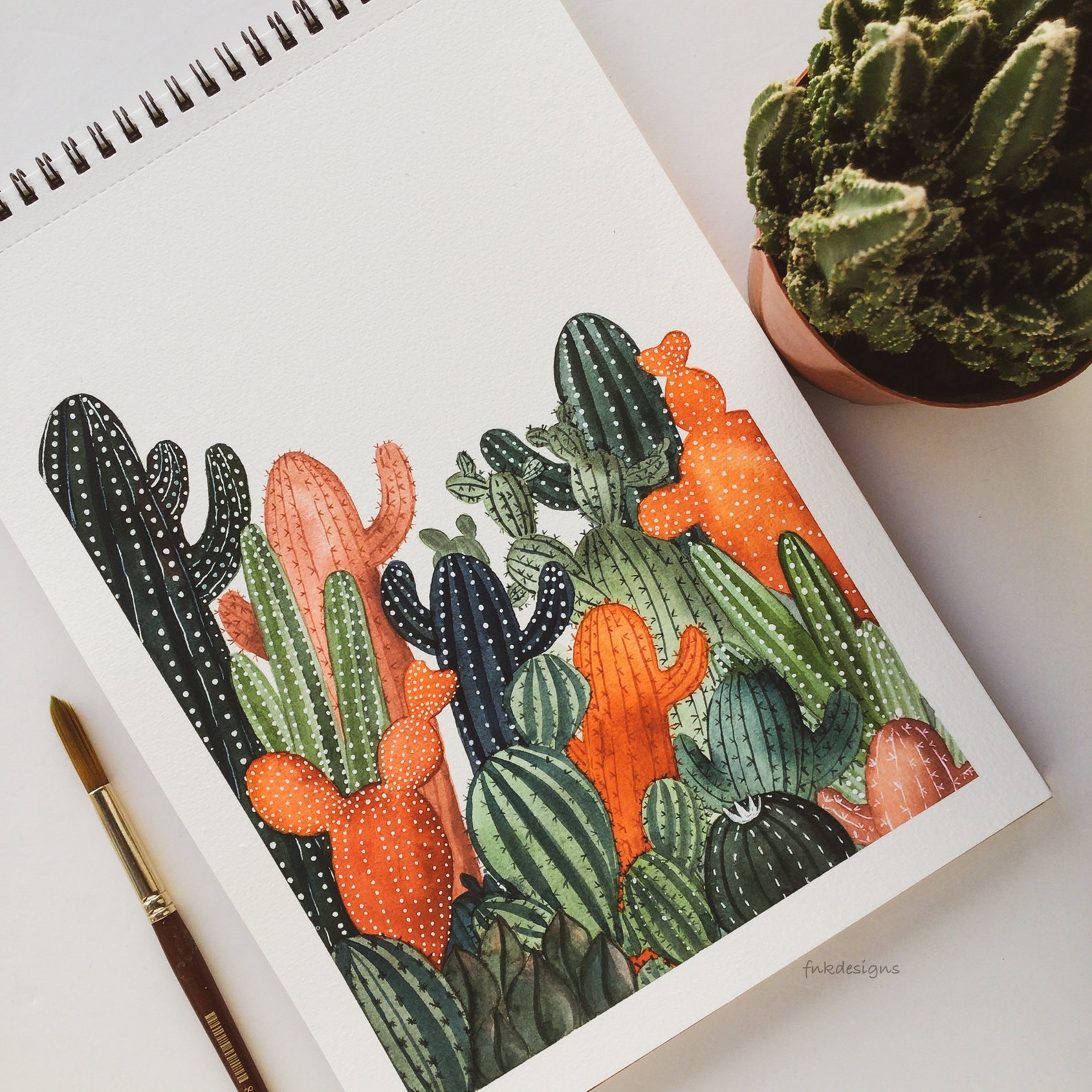 Cactus Garden/Cactus Art/Cactus wall art/Botanical Wall Decor Etsy