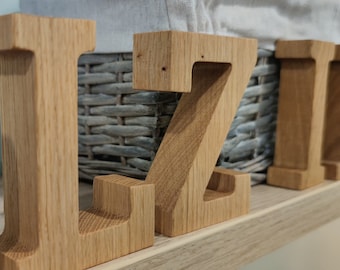 Solid oak letters | 10cm | Wooden decoration | perfect for birth, baptism, children's room...