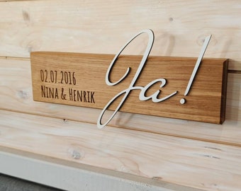 Personalisierbares Hochzeitsschild | Hochzeitsgeschenk aus Eiche