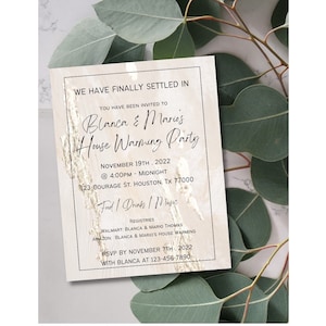 House Warming Invitation Gold Foil Beige Light Brown | We have settled in | House warming party | New Home | Digital Download