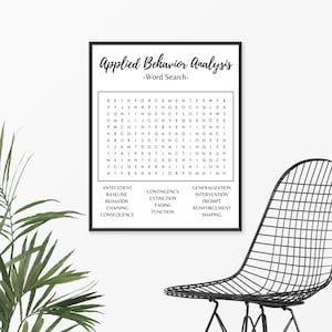 ABA | Applied Behavior Analysis Word Search Printable (Poster or Framed Art) Instant Download