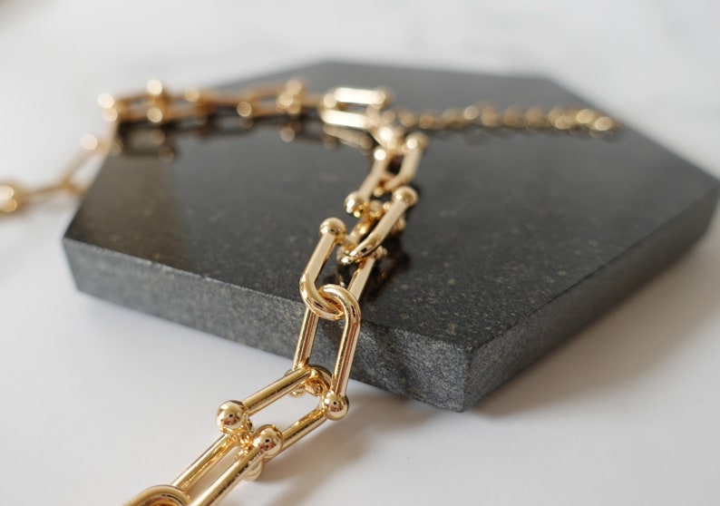 Chunky Gold Chain Necklace Link necklace women Parker necklace Clip necklace Gold