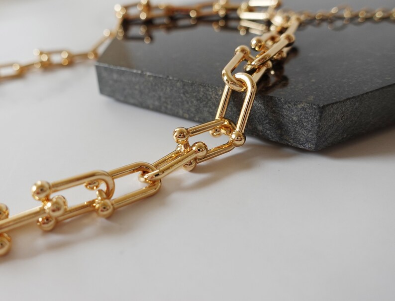 Chunky Gold Chain Necklace Link necklace women Parker necklace Clip necklace Gold